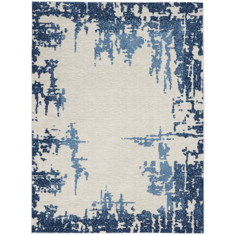 Nourison - Etchings 4' x 6' Ivory/Blue Abstract Area Rug - ETC04-99446718464