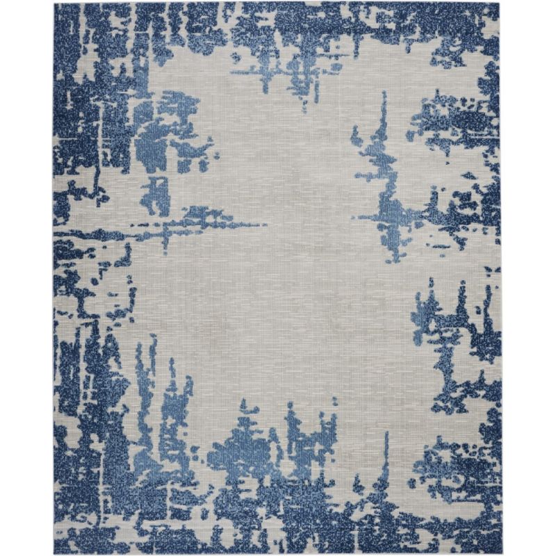 Nourison - Etchings 8' x 10' Ivory/Blue Abstract Area Rug - ETC04-99446718488
