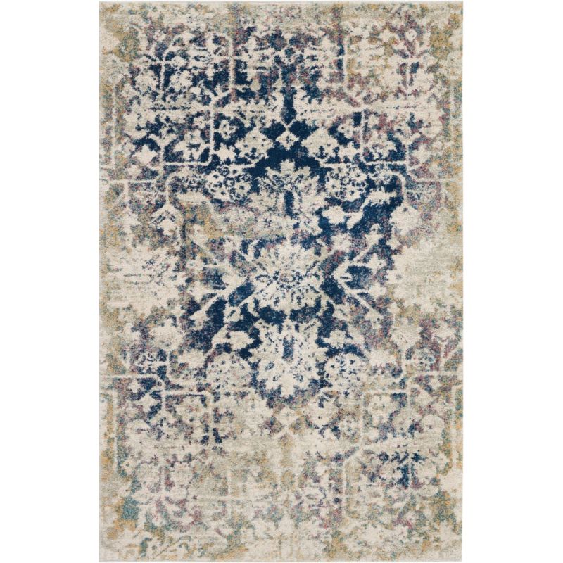 Nourison - Fusion FSS12 Blue and Ivory 4'x6' Vintage Area Rug - FSS12-99446317216 - CLOSEOUT