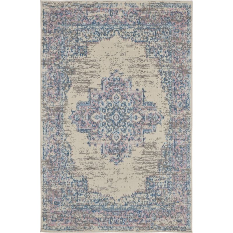 Nourison - Grafix GRF14 White and Pink 3'x5' Persian Area Rug - GRF14-99446034311