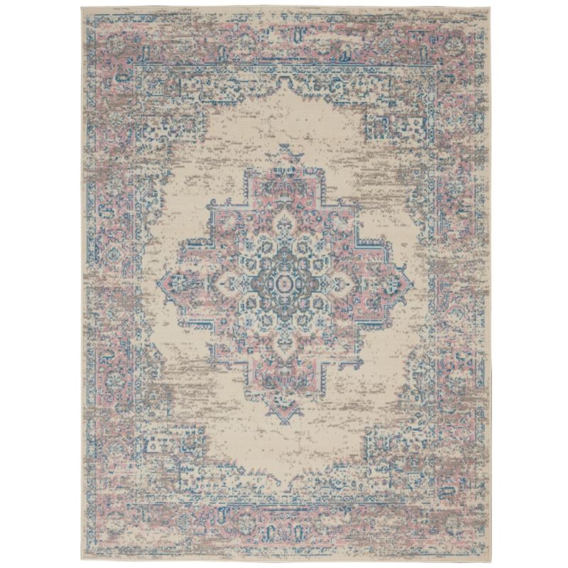Nourison - Grafix GRF14 White and Pink 6'x9' Persian Area Rug - GRF14-99446481658