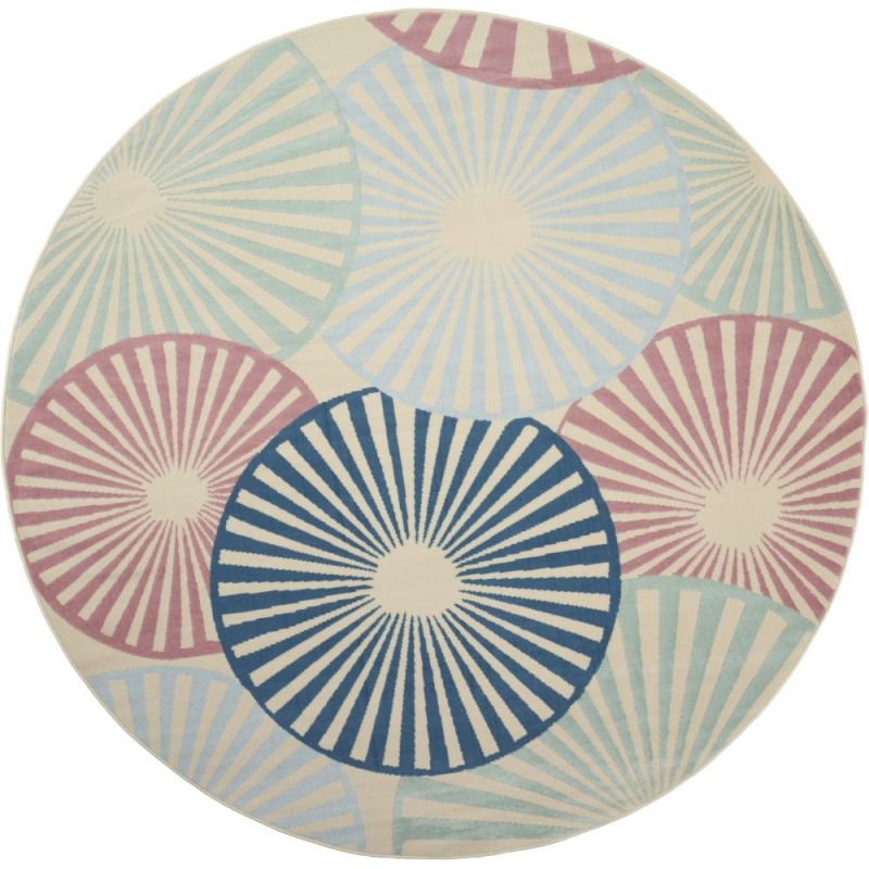 Nourison - Grafix GRF20 White and Blue 8' x Round Large Rug - GRF20-99446481689 - CLOSEOUT