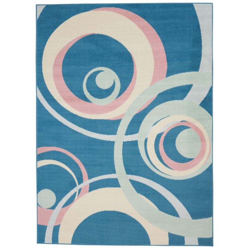 Nourison - Grafix GRF21 Blue and Pink 6'x9' Mid-century Area Rug - GRF21-99446481788_CLOSEOUT