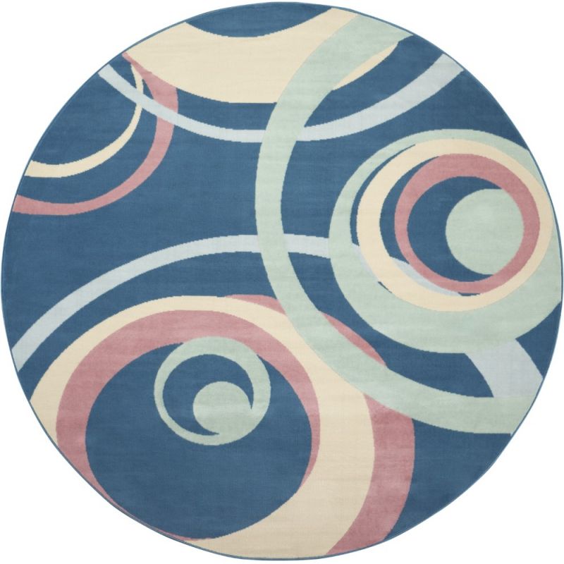 Nourison - Grafix GRF21 Blue and Pink 8' x Round Large Rug - GRF21-99446481795_CLOSEOUT