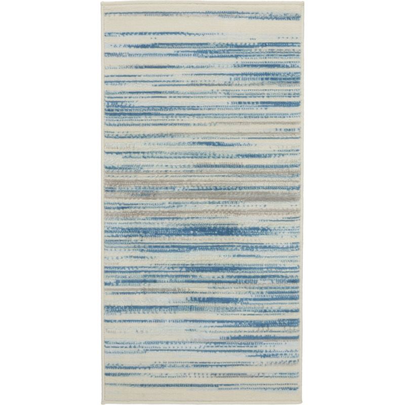 Nourison - Jubilant 2' x 4' Small Teal Blue and White Striped Area Rug - JUB04-99446477958