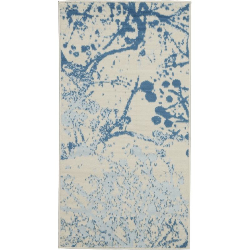 Nourison - Jubilant 2' x 4' Small White and Blue Nature-inspired Area Rug - JUB12-99446479051_CLOSEOUT