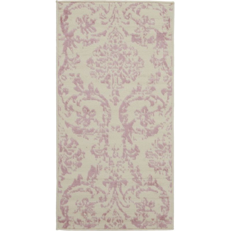 Nourison - Jubilant 2' x 4' Small White and Pink Damask Area Rug - JUB09-99446478818