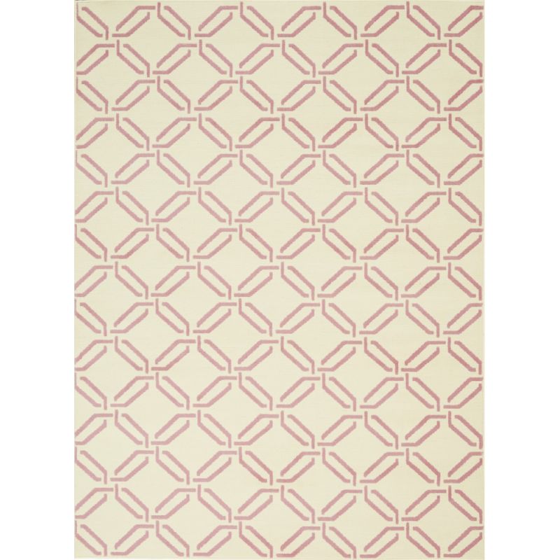 Nourison - Jubilant JUB17 White and Pink 4'x6' Mid-century Area Rug - JUB17-99446479570_CLOSEOUT
