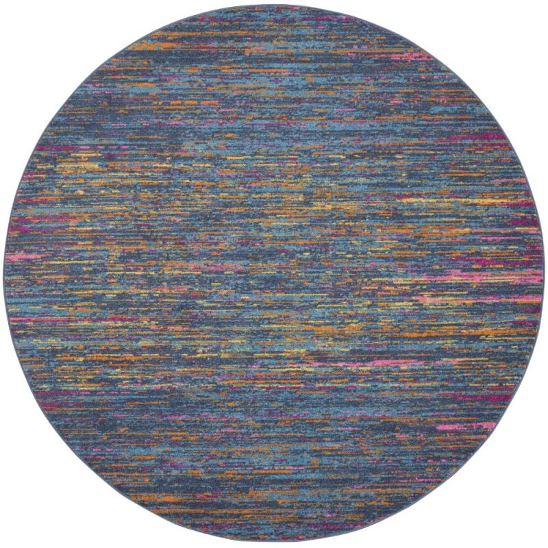 Nourison - Passion 4' x Round Blue Multicolor Area Rug - PSN35-99446780157 - CLOSEOUT