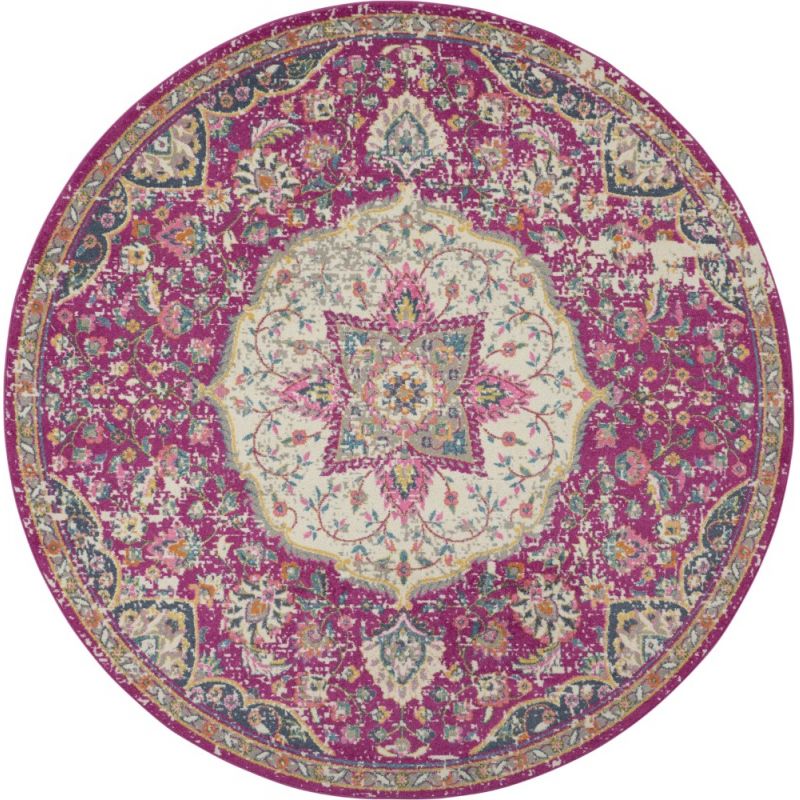 Nourison - Passion Bohemian Pink Colored 8' x ROUND Area Rug - PSN22-99446717856_CLOSEOUT