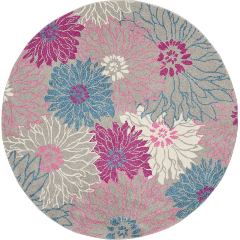 Nourison - Passion PSN17 Pink and Bone 8' x Round Floral Area Rug - PSN17-99446765178