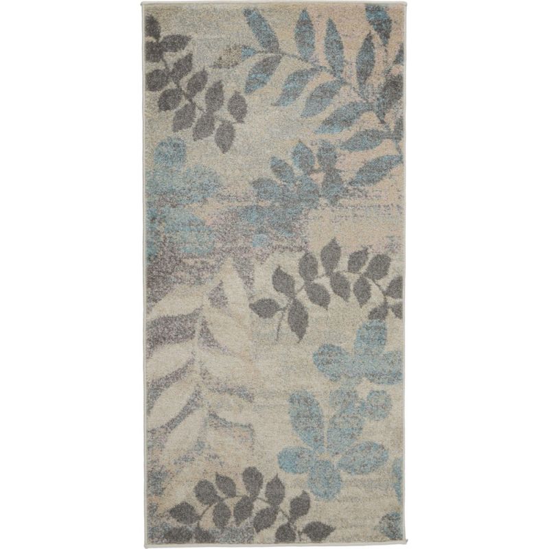 Nourison - Tranquil 2' x 4' White and Blue Farmhouse Small Rug - TRA01-99446483454