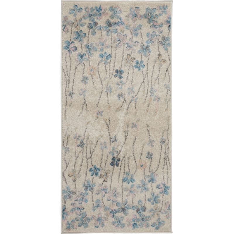 Nourison - Tranquil 2'x4' Ivory White Floral Small Rug - TRA04-99446484772