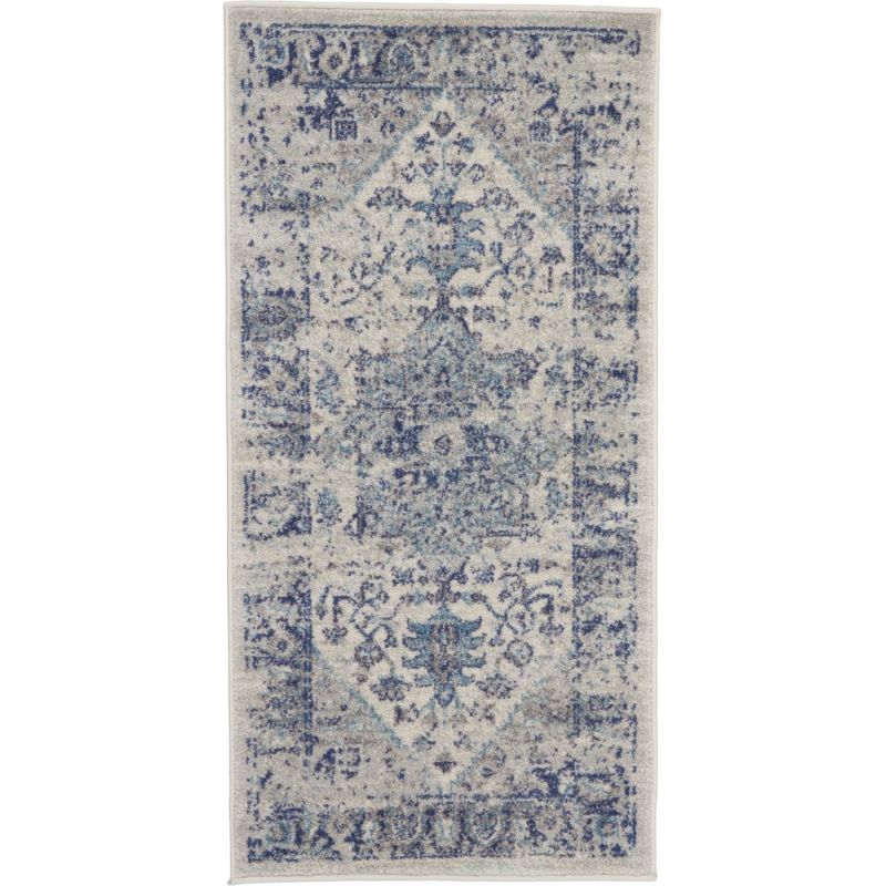 Nourison - Tranquil 2'x4' Navy Blue and White Persian Small Rug - TRA06-99446485502