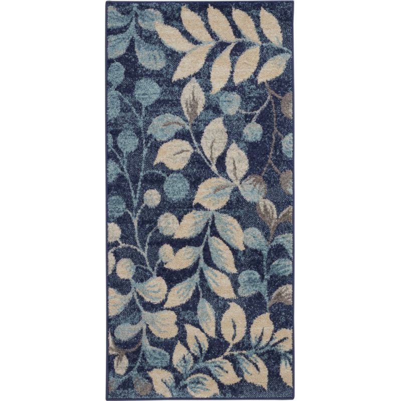 Nourison - Tranquil 2'x4' Navy Blue Botanical Small Rug - TRA03-99446483966