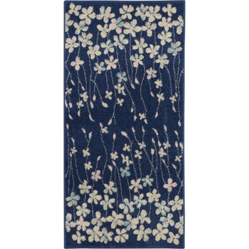 Nourison - Tranquil 2'x4' Navy Blue Floral Small Rug - TRA04-99446484383