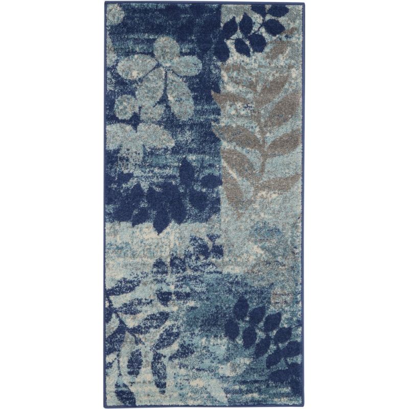 Nourison - Tranquil 2'x4' Navy Blue Modern Small Rug - TRA01-99446483584