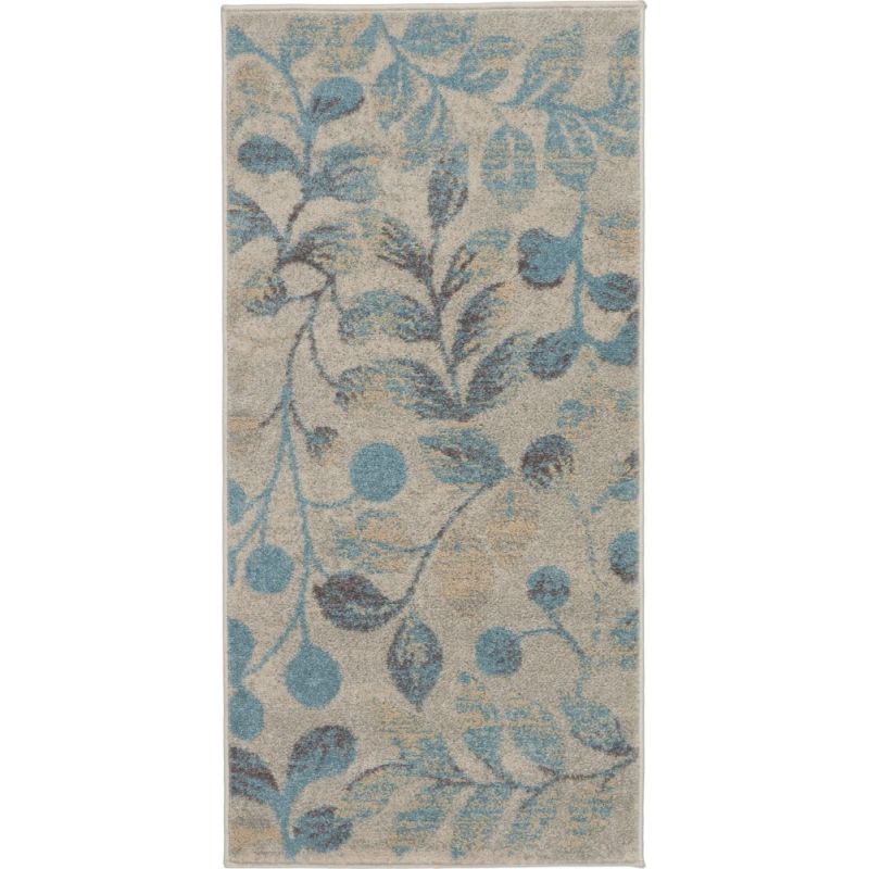 Nourison - Tranquil 2'x4' Turquoise and Beige Botanical Small Rug - TRA03-99446484208