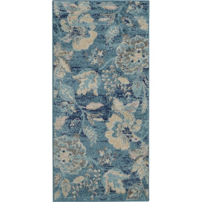 Nourison - Tranquil 2'x4' Turquoise Blue and White French Country Small Rug - TRA02-99446483843