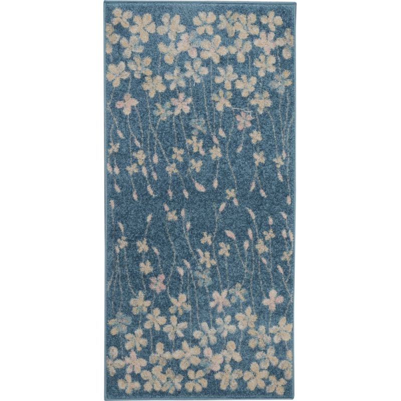 Nourison - Tranquil 2'x4' Turquoise Blue Floral Small Rug - TRA04-99446484901