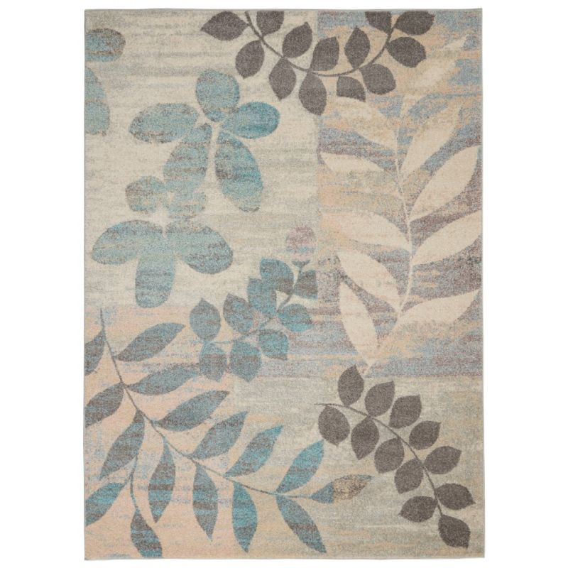 Nourison - Tranquil 4' x 6' White and Blue Farmhouse Area Rug - TRA01-99446483478