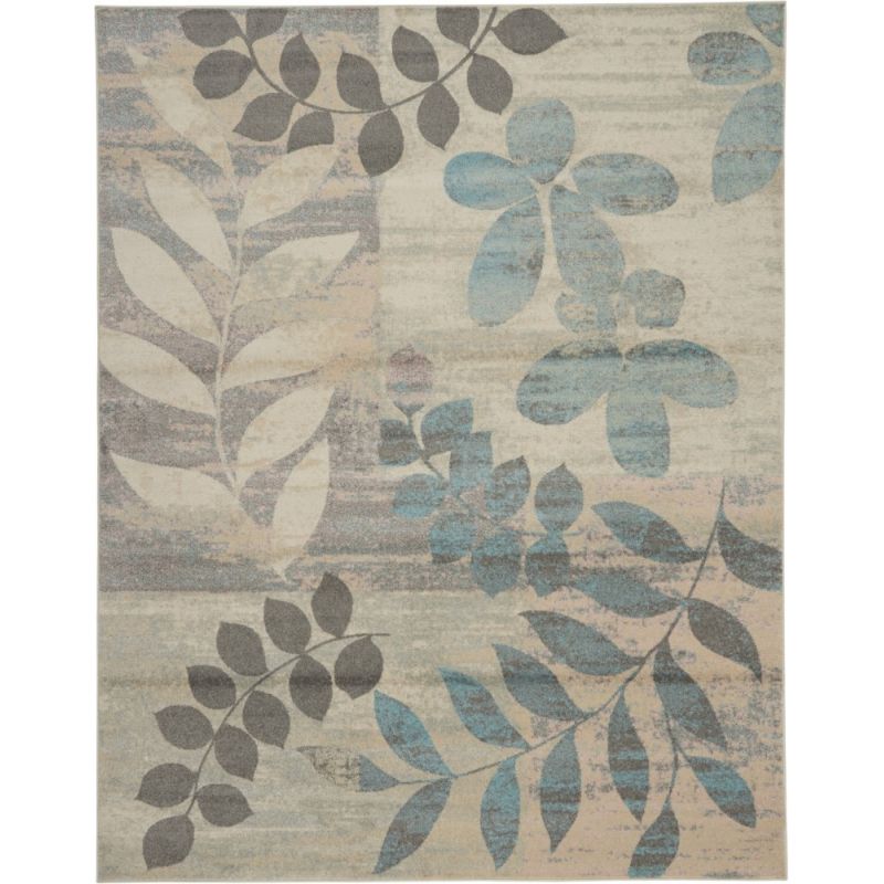 Nourison - Tranquil 8' x 10' White and Blue Farmhouse Large Rug - TRA01-99446483508