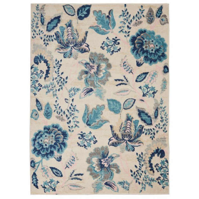 Nourison - Tranquil TRA02 Blue and White 4'x6' French Country Area Rug - TRA02-99446483768