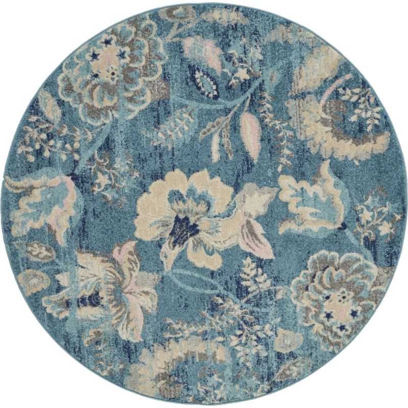 Nourison - Tranquil TRA02 Turquoise Blue and White 5'3