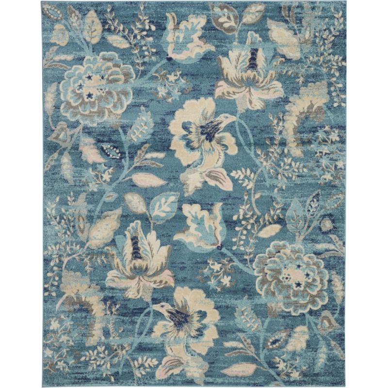Nourison - Tranquil TRA02 Turquoise Blue and White 8'x10' Large Rug - TRA02-99446483935