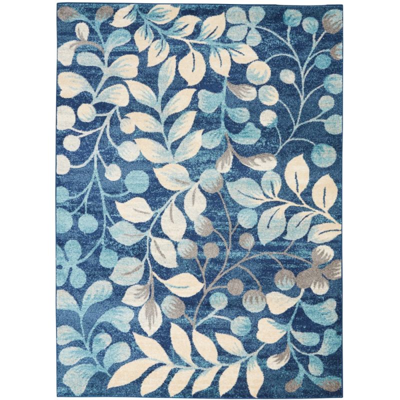 Nourison - Tranquil TRA03 Navy Blue 4'x6' Botanical Area Rug - TRA03-99446483997