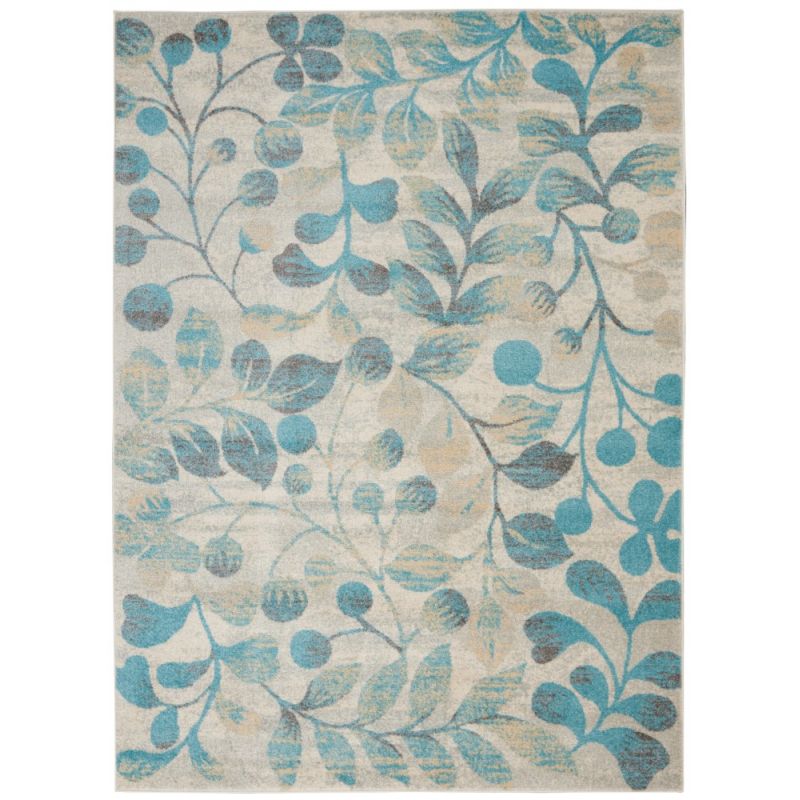 Nourison - Tranquil TRA03 Turquoise and Beige 6'x9' Botanical Area Rug - TRA03-99446484307