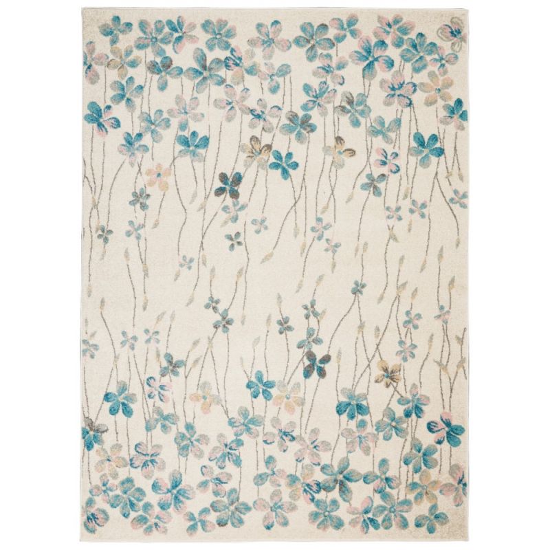 Nourison - Tranquil TRA04 Ivory White 4'x6' Floral Area Rug - TRA04-99446484802