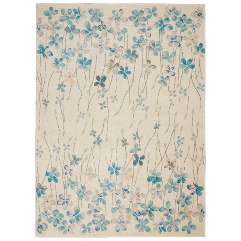 Nourison - Tranquil TRA04 Ivory White 6'x9' Floral Area Rug - TRA04-99446484833