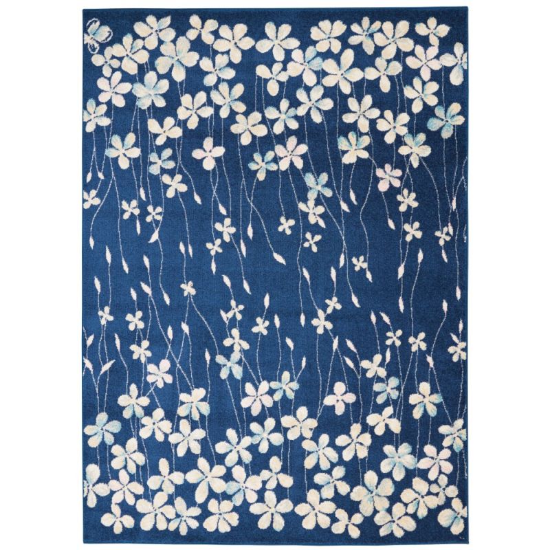 Nourison - Tranquil TRA04 Navy Blue 4'x6' Floral Area Rug - TRA04-99446484406