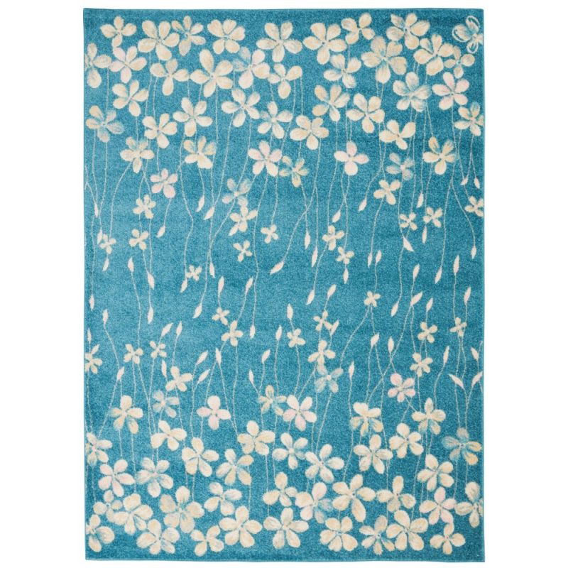 Nourison - Tranquil TRA04 Turquoise Blue 4'x6' Floral Area Rug - TRA04-99446484918