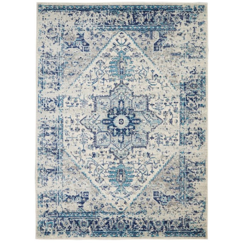 Nourison - Tranquil TRA06 Navy Blue and White 4'x6' Persian Area Rug - TRA06-99446485557