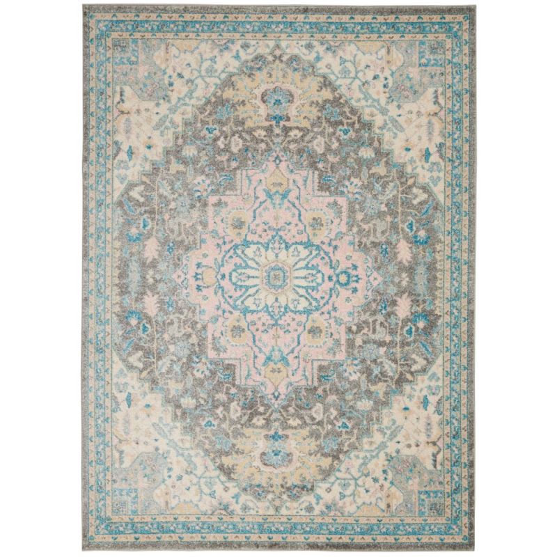 Nourison - Tranquil TRA07 Light Grey Multicolor 4'x6' Oushak Area Rug - TRA07-99446485656_CLOSEOUT