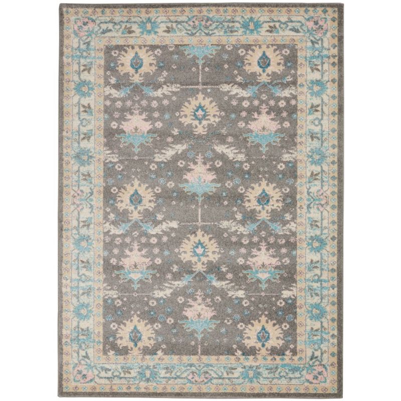 Nourison - Tranquil TRA10 Pink and Bone 4'x6' Bordered Oriental Area Rug - TRA10-99446489357_CLOSEOUT