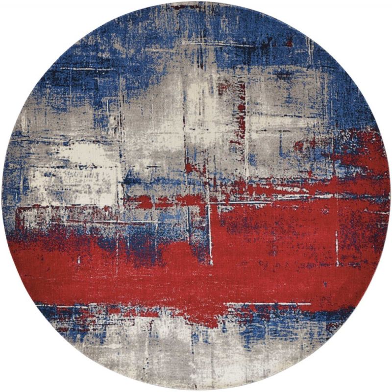 Nourison - Twilight TWI19 Red and Blue 8' x Round Large Rug - TWI19-99446358219_CLOSEOUT