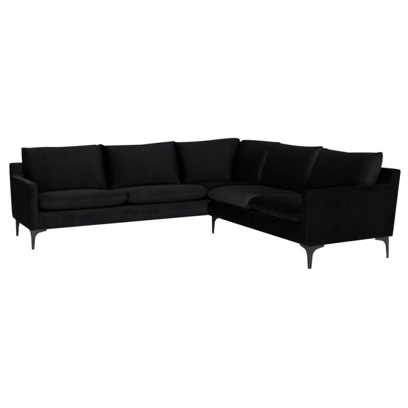 Nuevo - Anders Sectional Sofa Black With Matte Black Legs - HGSC679
