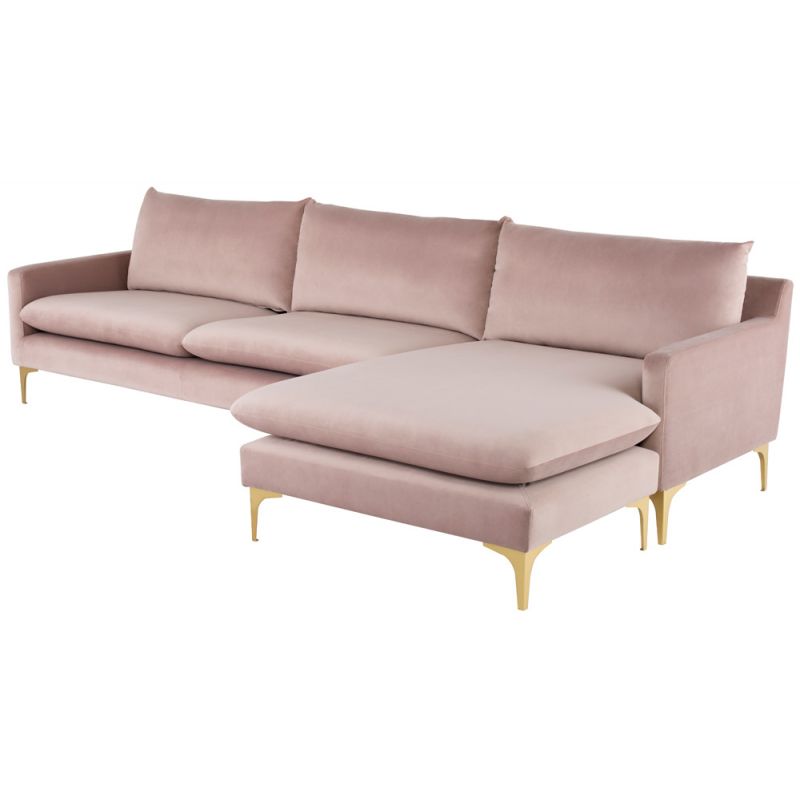 Nuevo - Anders Sectional Sofa Blush With Brushed Gold Legs - HGSC574