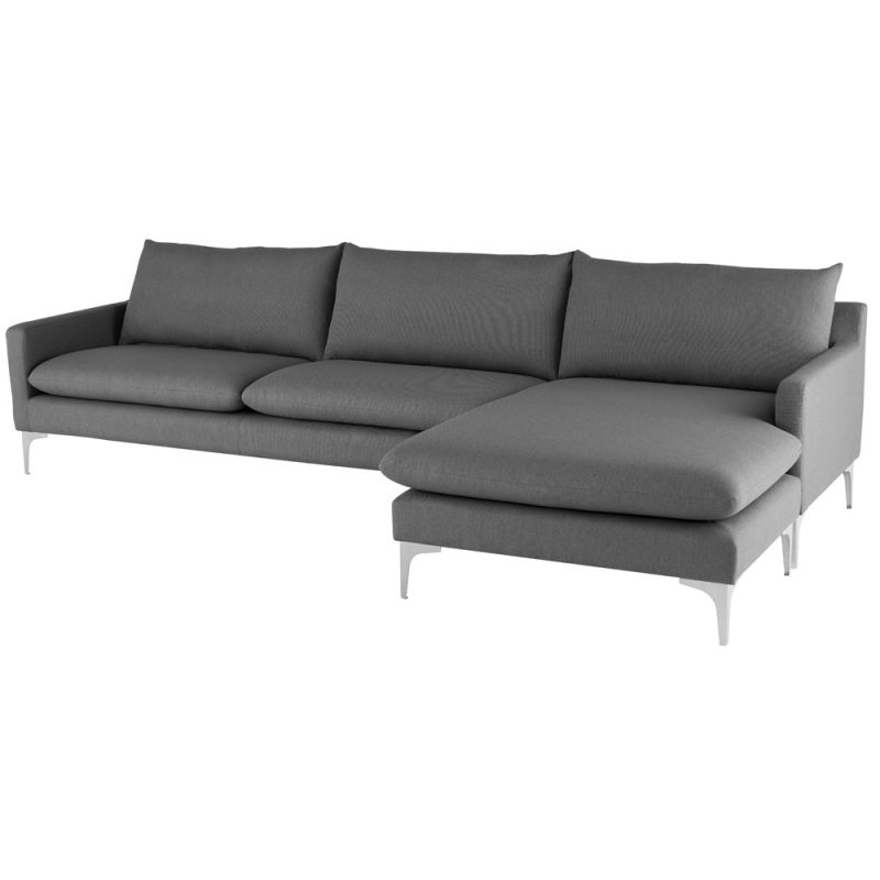 Nuevo - Anders Sectional Sofa Slate Grey With Brushed Stainless Legs - HGSC230