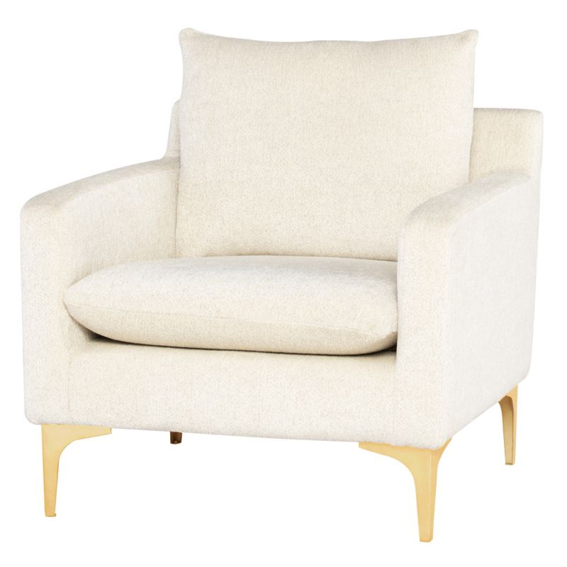 Nuevo - Anders Single Seat Sofa Coconut With Brushed Gold Legs- HGSC841