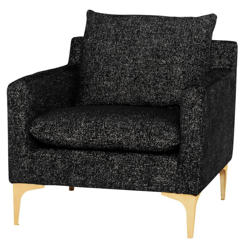 Nuevo - Anders Single Seat Sofa Salt & Pepper With Brushed Gold Legs - HGSC842