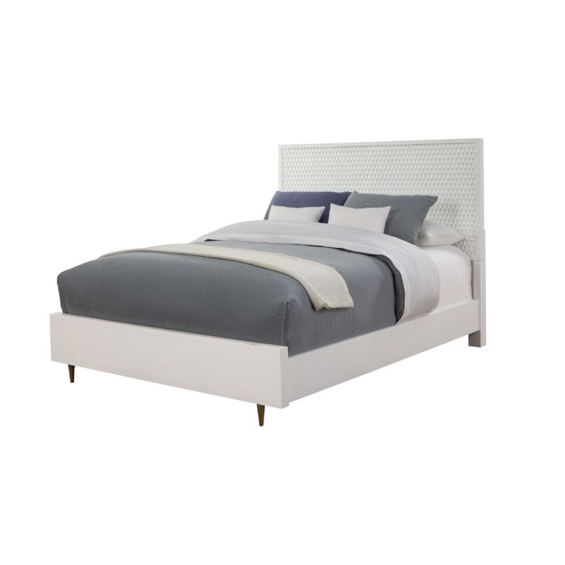 Origins by Alpine - White Pearl California King Panel Bed in White - 6400-07CK