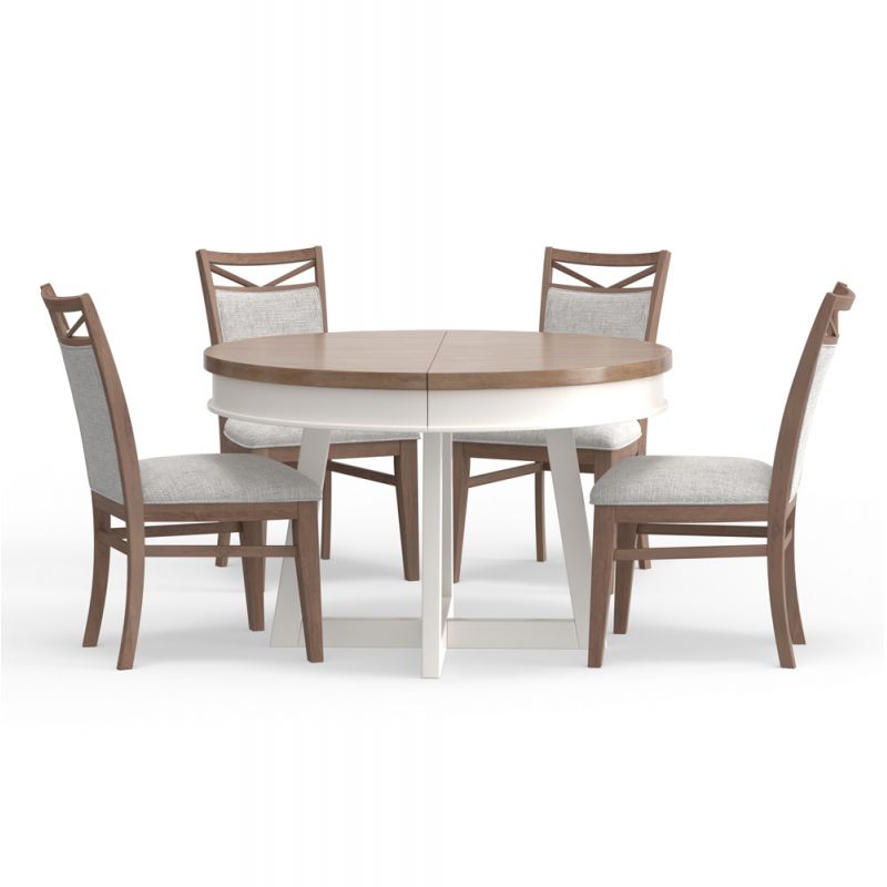 Parker House - Americana Modern Dining 48 In. Round Extendable Dining Table and 4 Upholstered Chairs - DAME-5PC-RND-DINING