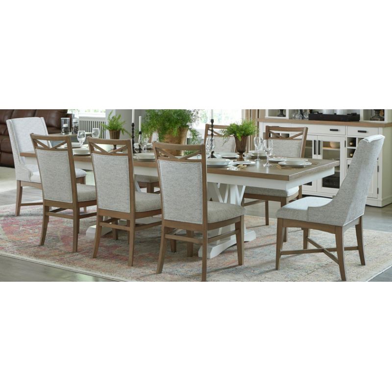 Parker House - Americana Modern Dining Extendable Trestle Table with 8 Upholstered Chairs - DAME-10PC-TRSTL-DINING