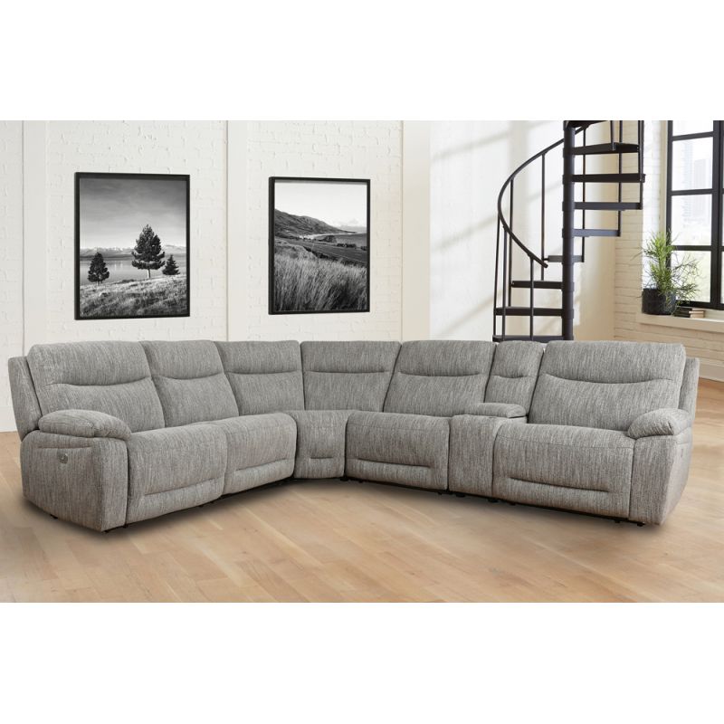 Parker House - Apollo - Weave Grey 6 Piece Zero Gravity Modular Power Reclining Sectional with Recliners and Power Adjustable Headrests - MAPO-PACKA(H)-WVG__CLOSEOUT