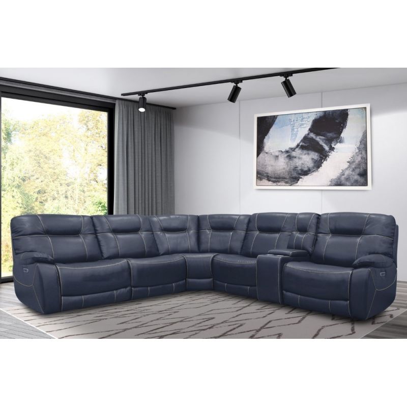 Parker House - Axel Admiral 6 Pc Power Reclining Sectional with Power Headrests and Entertainment Console - MAXE-PACKA(H)-ADM
