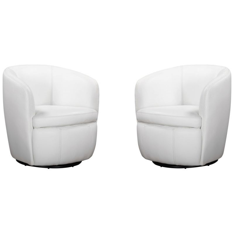 Parker House -  Barolo - Snow 100% Italian Leather Swivel Club Chair (Set of 2) - SBAR#912S-2-SNOW